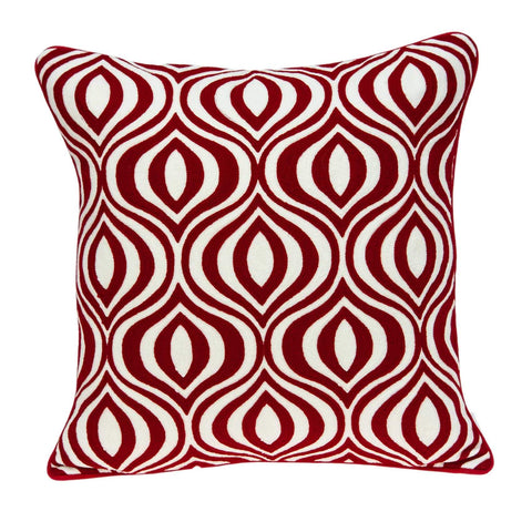 ArtFuzz 20 inch X 0.5 inch X 20 inch Transitional Red and White Pillow Cover