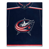 Officially Licensed NHL Columbus Blue Jackets "Jersey" Plush Raschel Throw Blanket, 50" x 60", Multi Color