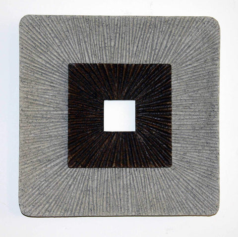 14 inch X 2 inch Brown & Gray Enclave Square Ribbed Wall Art