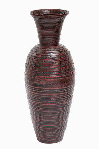 ArtFuzz 27 inch Spun Bamboo Vase - Bamboo in Distressed Red