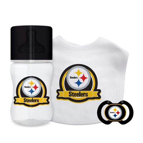 Baby Fanatic NFL Pittsburgh Steelers Unisex PIS3033-Piece Gift Set - Pittsburgh Steelers, See Description, See Description