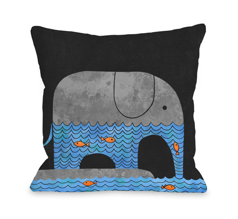Thirsty Elephant - Multi Throw Pillow by Terry Fan 18 X 18
