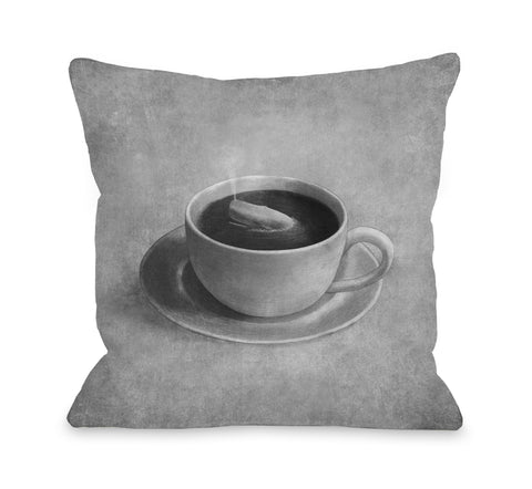Whale in a Teacup - Gray Throw Pillow by Terry Fan 18 X 18