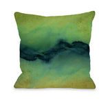The Vibe Golden Yellow Teal - Green Throw Pillow by Julia Di Sano 18 X 18