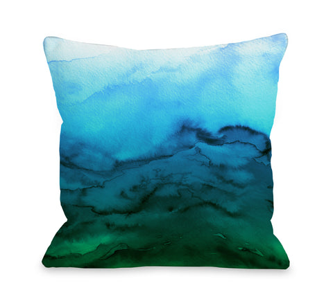 Winter Waves Blue Green Ombre - Multi Throw Pillow by Julia Di Sano 18 X 18