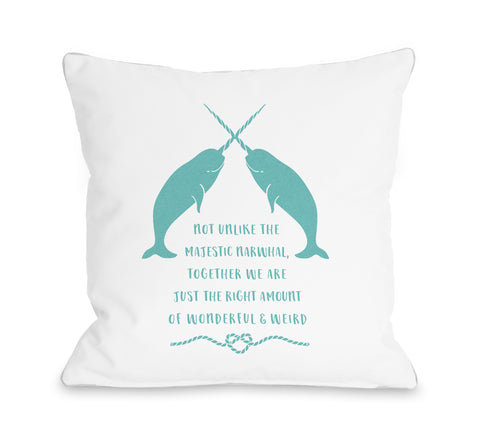 Narwhal Blank - White Throw Pillow by  18 X 18