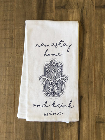 Namastay Home - Dark Gray Tea Towel by OBC 30 X 30