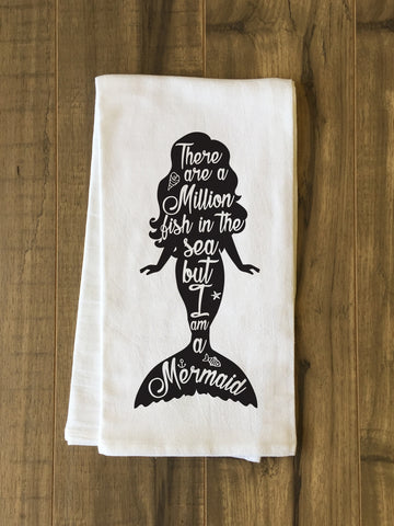 But I Am a Mermaid - Black Tea Towel by OBC 30 X 30