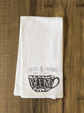 Coffee and Friends - Black Tea Towel by OBC 30 X 30