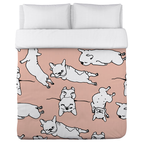 Sleepy Puppies - Peach Multi Duvet Cover by OBC 104 X 88