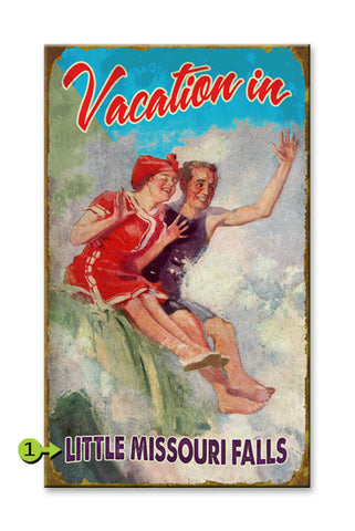 Vacation in...Couple on Waterfall Metal 28x48