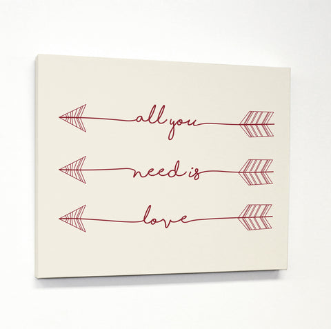 All You Need Is Love Arrows - Tan Canvas by OBC 11 X 14
