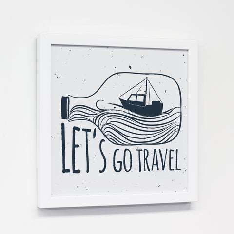 Lets Go Travel - Gray 12x12 White Canvas Image Box by OBC 12 X 12