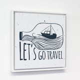 Lets Go Travel - Gray 12x12 White Floating Frame by OBC 12 X 12