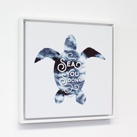 Sea You Soon - Navy 12x12 White Floating Frame by OBC 12 X 12