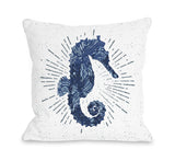 Seahorse Bursts - Blue Throw Pillow by OBC 18 X 18