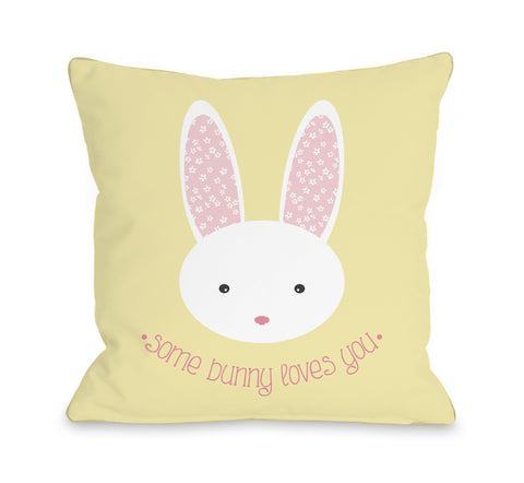 Some Bunny Loves You - Yellow Throw Pillow by OBC 18 X 18