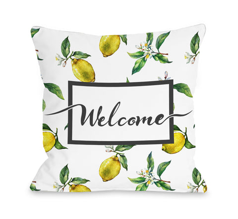 Welcome Lemon - Yellow Throw Pillow by OBC 18 X 18