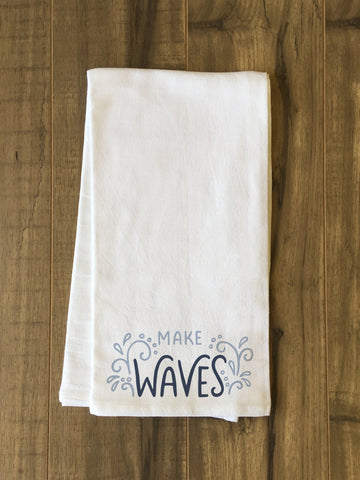Make Waves - Blue Tea Towel by OBC 30 X 30