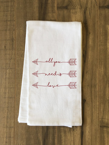 All You Need Is Love Arrow - Red Tea Towel by OBC 30 X 30