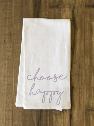 Choose Happy - Purple Tea Towel by OBC 30 X 30