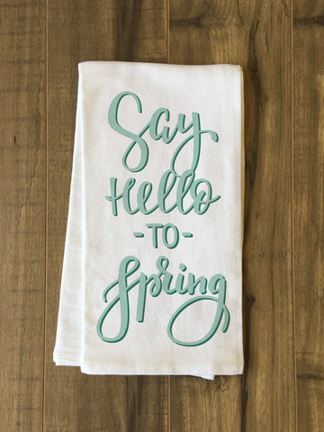 Say Hello To Spring - Green Tea Towel by OBC 30 X 30