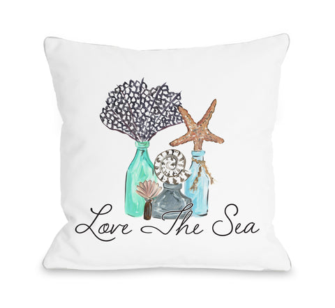 Love The Sea - White Throw Pillow by Timree 18 X 18