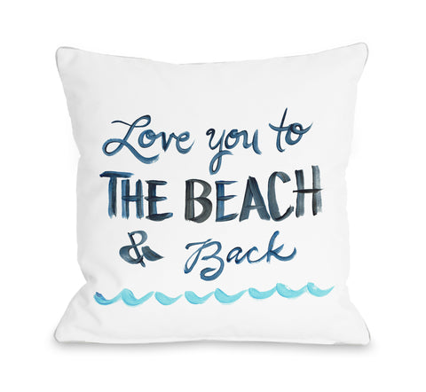 Love You To The Beach - White Throw Pillow by Timree 18 X 18