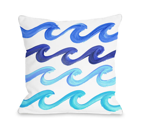 Wave Rider - Blue Throw Pillow by Timree 18 X 18