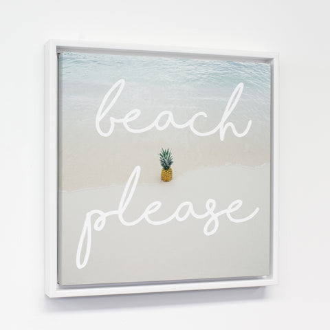 Beach Please Pineapple - Blue 12x12 White Floating Frame by OBC 12 X 12