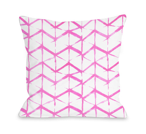 Playa Del Carmen Pinkwht - Pink Throw Pillow by OBC 18 X 18
