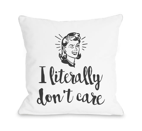 Literally Dont Care Retro - Gray Throw Pillow by OBC 18 X 18