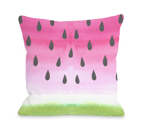 Watermelon Juice - Pink Throw Pillow by OBC 18 X 18