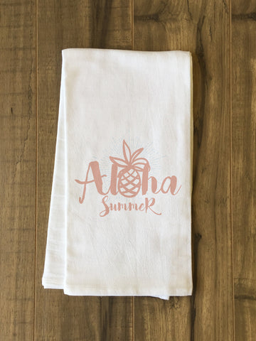 Aloha Summer - Pink Tea Towel by OBC 30 X 30