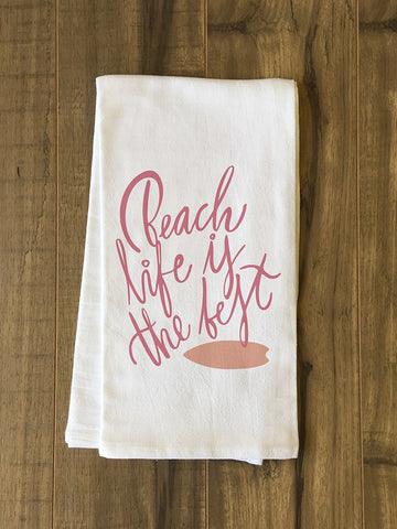 Beach Life Is The Best - Pink Tea Towel by OBC 30 X 30