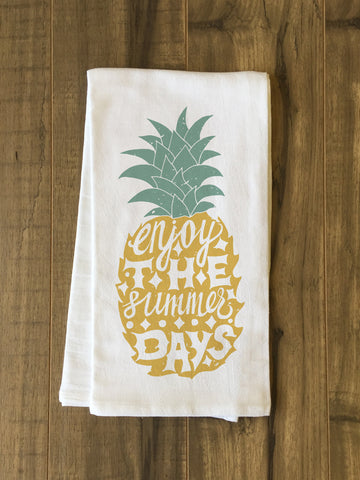 Enjoy The Summer Days - Yellow Tea Towel by OBC 30 X 30