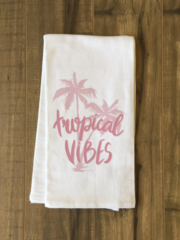 Tropical Vibes - Pink Tea Towel by OBC 30 X 30