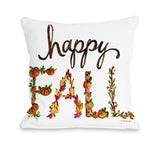 Fall Happy Fall Flowers - White Throw Pillow by Timree 18 X 18