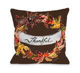 Fall Thankful - Brown Throw Pillow by Timree 16 X 16