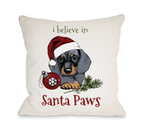 I Believe in Santa Paws - Tan Throw Pillow by OBC 16 X 16