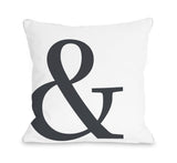 Bold Ampersand - Gray Throw Pillow by OBC 16 X 16