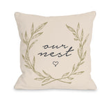Our Nest - Tan Throw Pillow by OBC 16 X 16