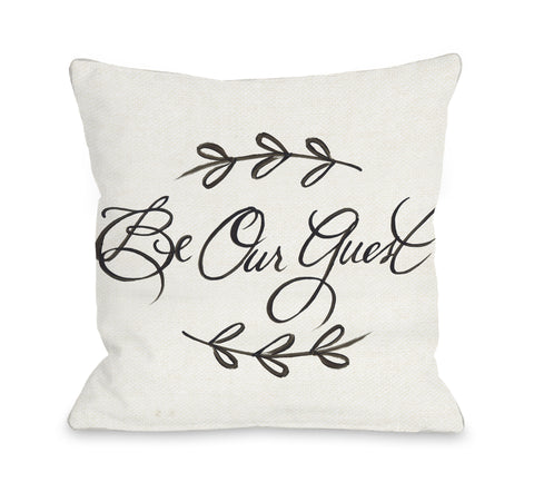 Be Our Guest - Ivory Throw Pillow by Timree 18 X 18