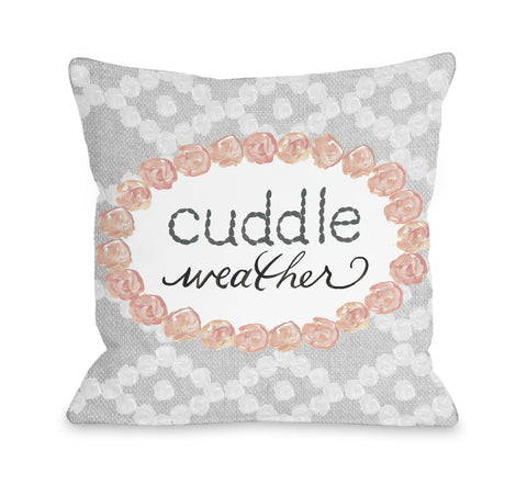 Cuddle Weather - Gray Throw Pillow by Timree 18 X 18