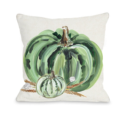 Green Pumpkins - Green Throw Pillow by Timree 18 X 18