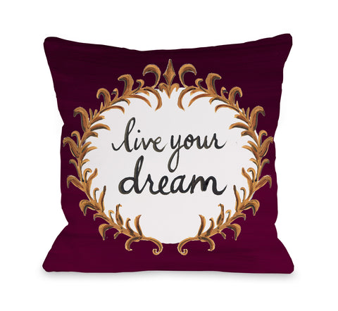 Live Your Dream - Purple Throw Pillow by Timree 18 X 18