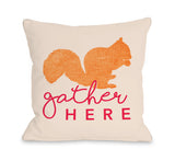 Gather Here Squirrel - Tan Throw Pillow by OBC 18 X 18