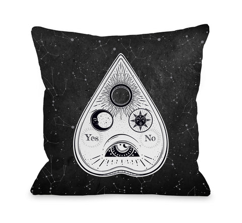 Ouija Universe - Black Throw Pillow by OBC 16 X 16