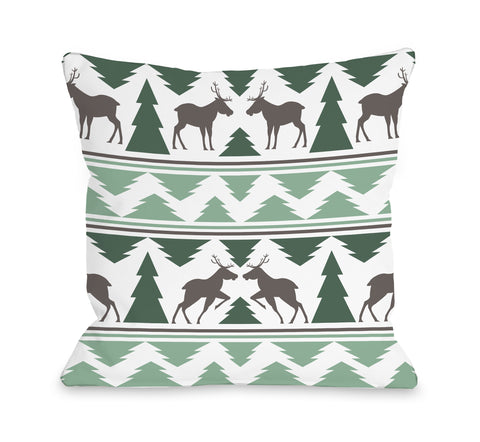 Winter Forest - Green Throw Pillow by OBC 18 X 18