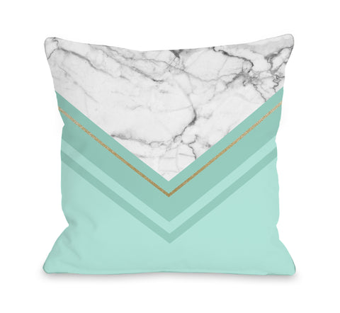Haven Marble - Mint Throw Pillow by OBC 18 X 18
